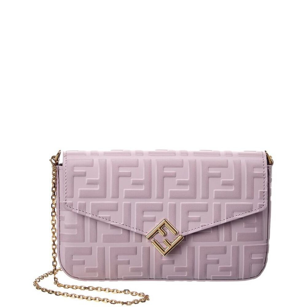 Fendi Ff Diamonds Leather Wallet On Chain, Purple